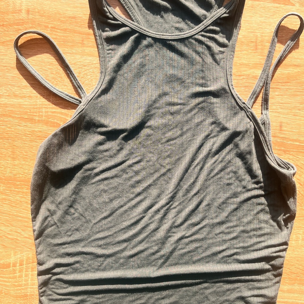 Lululemon Athletica Green Ribbed Fitted Tank Top